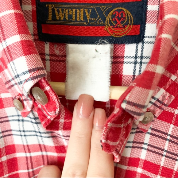 Vintage Twenty X Plaid Button Up Shirt | short sleeves, collared, front pocket - Picture 5 of 8